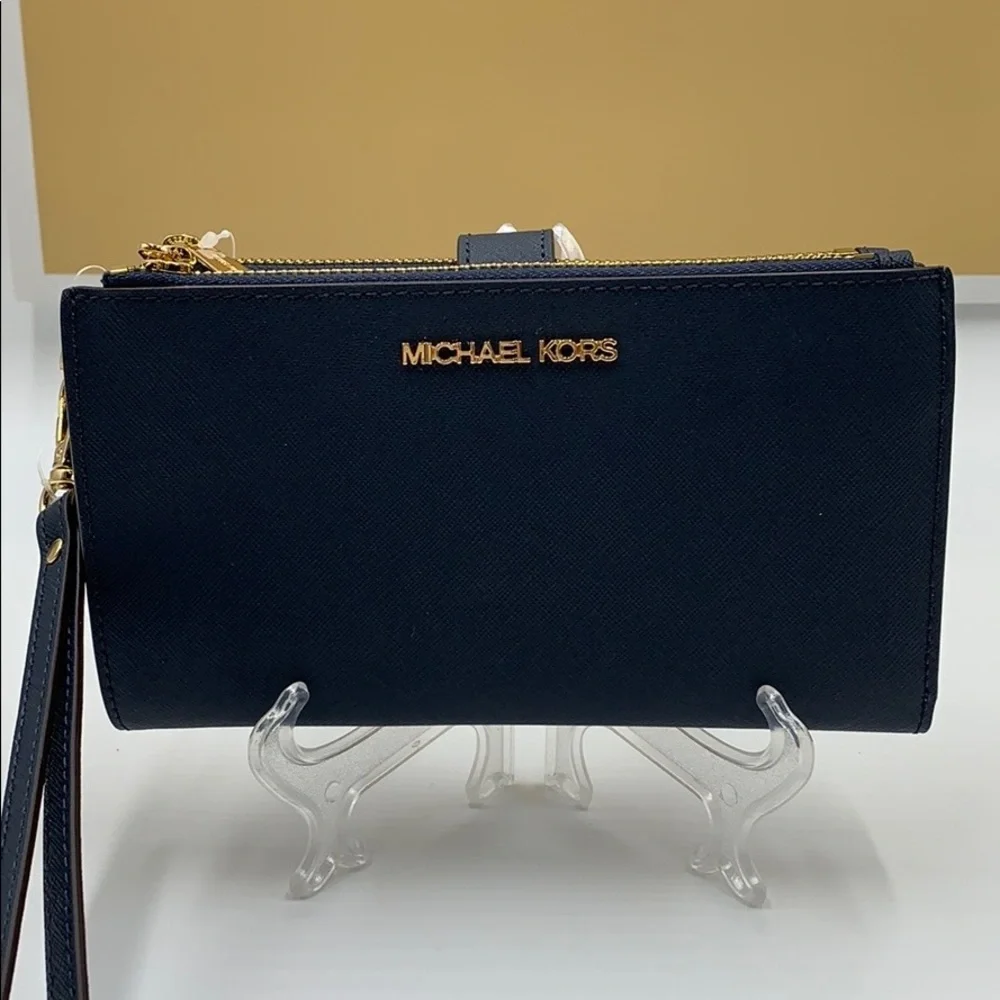 MICHAEL KORS LG DOUBLE ZIP WRISTLET NAVY